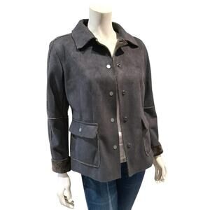 CAbi Super Soft Faux Fur Lined Brown Snap Jacket Sweater Women's XS Extra Small